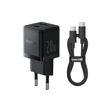 Адаптер сетевой BASEUS C to C cable Palm Fast Charger set |1USB/1Type-C, 20W/3A, PD/QC|