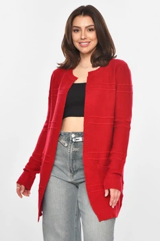 Кардиган женский однотонный красного цвета Fashion размер 44-46 (213274)
