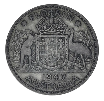 Монета Австралия 1 флорин 1947 Серебро F-VF