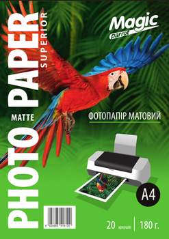 Матовая фотобумага А4 180 г/м² (20 листов) Magic, фотобумага для принтера А4