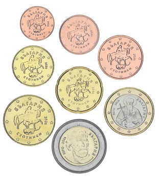 Набір 8 монет 1, 2, 5, 10, 20, 50 центів 1, 2 євро, Болгарія, 2026 рік UNC