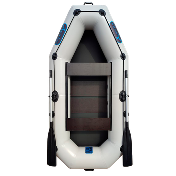 Надувная двухместная лодка ПВХ Avalon А250 / 2,5 м / 2-х местный / гребной / рельсовый настил / передвижные сиденья / ⌀36 см / Белый