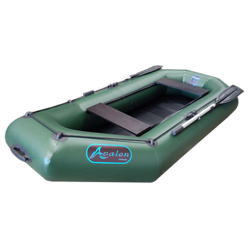 Надувная двухместная лодка ПВХ Avalon А260 / 2,6 м / 2-х местный / гребной / рельсовый настил / передвижные сиденья / ⌀36 см / Зеленый