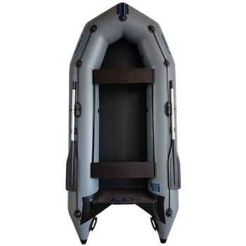 Надувная трехместная лодка ПВХ Avalon АТ310 / 3,1 м / 3-х местный / моторный / рельсовый настил / передвижные сиденья / ⌀40 см / Серый