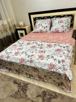Комплект постельного белья Бязь 100% хлопок Двуспальный 180×220 см Цветочный принт