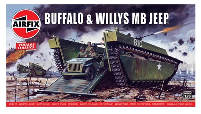Збірна модель 1:76 транспортер Buffalo & Willys MB Jeep Airfix A02302V