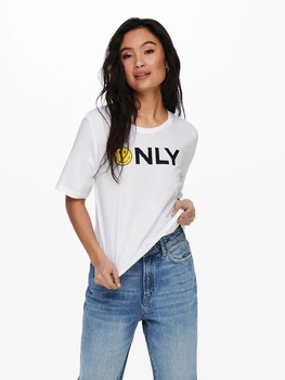 Футболка ONLSMILEY LIFE S/S TOP BOX JRS 15232818 Bright White ONLY ONLY L Білий 15232818BRIGHTWHITEONLY M