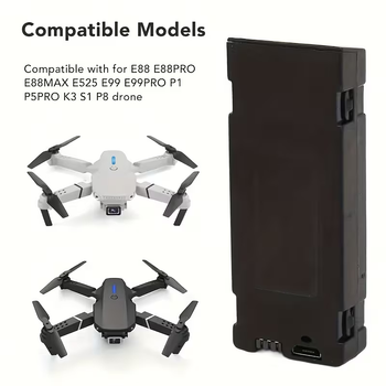 Акумулятор для квадрокоптера( Black, White) E88 / E88 Pro / E99 / K3: Li-ion 3.7V, посилений полімерний корпус, стабільний політ
