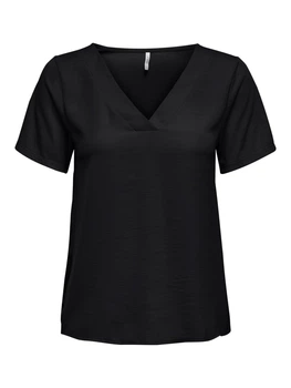 Футболка ONLAVA S/S V-NECK MIX WOVEN TOP JRS 15224916 Black ONLY S Чорний 15224916BLACK S