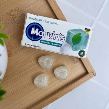 Льодяники без цукру Marvin’s Евкаліпт та ментол з ксилітолом, 7 шт — для свіжого дихання