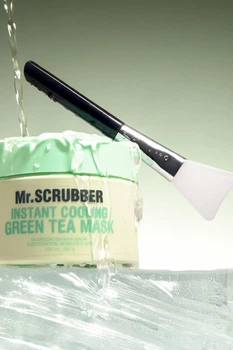Набір подарунковий шпатель + маска для обличчя, що охолоджує, Instant Cooling Green Tea Mask з екстрактом зеленого чаю Mr.SCRUBBER