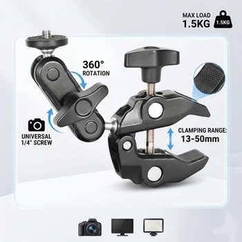 Крепление Magic Arm с зажимом Super Clamp (Краб) для камер, мониторов и света, резьба 1/4" Bexin WN-60S