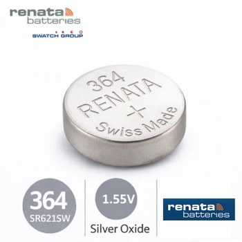 Батарейка Renata 364 (SR621SW), серебряно-оксидная, 1.55V, для часов, Швейцария