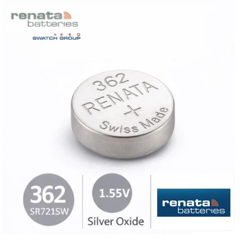 Батарейка Renata 362 (SR721SW), серебряно-оксидная, 1.55V, для часов, Швейцария