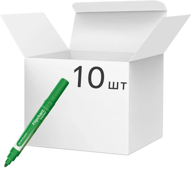 Набор маркеров для бумаги Centropen Flipchart 2.5 мм Зеленый 10 шт. (8550/04)