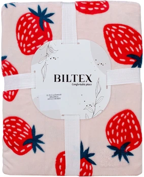 Плед Biltex Flannel бежевый с принтом Sweetberry Двуспальный 180х200 см (4820298414053)