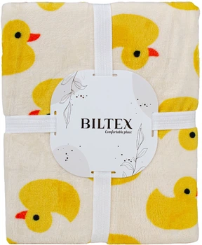 Плед Biltex Flannel пісочний з принтом Sunny Duck Євро 200х220 см (4820298414015)