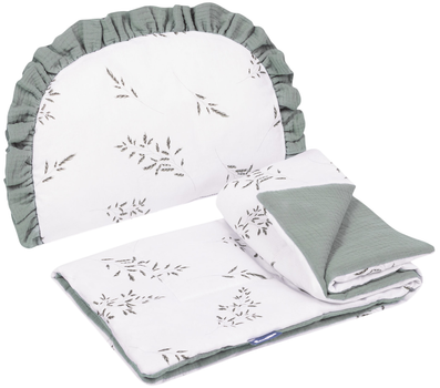 Komplet do wózka Sensillo Muslin poduszka + koc gałązka zielony (5903076323194)