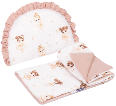 Komplet do wózka Sensillo Muslin poduszka + koc różowy (5903076323224)
