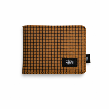 Кошелек Stussy 11×9 см бежевый в клетку из нейлона