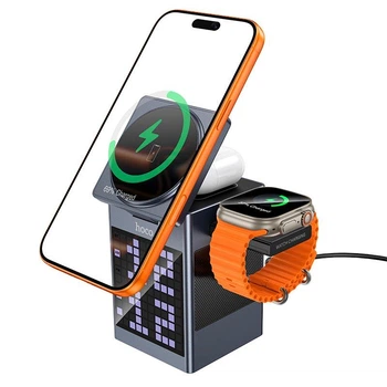 Беспроводная зарядная станция 4 в 1 HOCO DWQ04 MagSafe для iPhone / Apple Watch / AirPods. Black