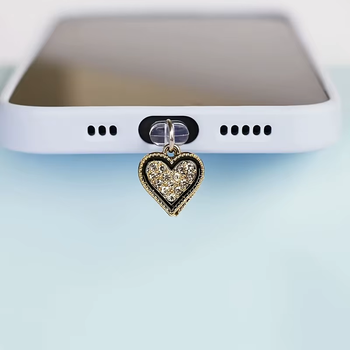 Пылезащитная заглушка Сердце для телефона в Type-C Порт 3D-украшение в виде хрустального сердечка