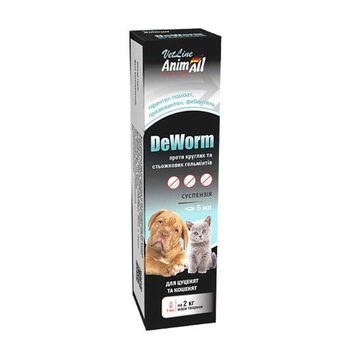 Антигельминтная суспензия ДеВорм для щенков и котят DeWorm by AnimAll VetLine 5 мл (4820150207915)