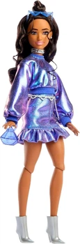 Лялька Barbie Deluxe Style №7 з хвилястим коричневим волоссям, у металевій синій кофті та спідниці (JFP42)
