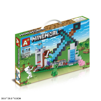 Конструктор Майнкрафт 359 деталей+персонажі, набір Minecraft My World Меч у скелі короб. 38*26*6см