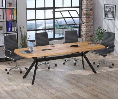 Стіл для переговорів Академія Loft Design Дуб Крафт золотий З розетками