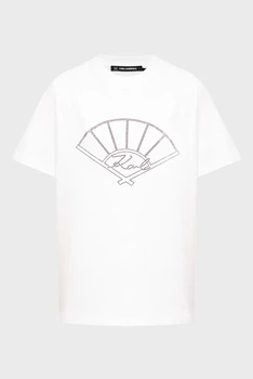 Жіноча футболка біла FAN RHINESTONE T-SHIRT Karl Lagerfeld M 246W1702