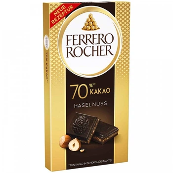Чорний шоколад з фундуком Ferrero Rocher Haselnuss 70% kakao 90 г