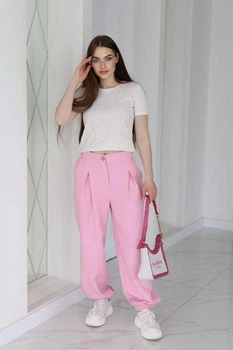 Женские широкие штаны джоггеры Fashion 50/52 рожевый