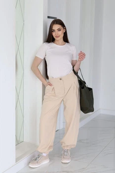 Жіночі широкі штани джогери Fashion 54/56 бежевий