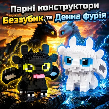 Парные конструкторы Дневная Фурия и Беззубик Как приручить дракона 1158 деталей