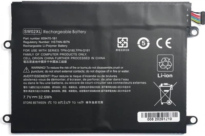 Батарея SW02XL для ноутбука HP Notebook X2 10-P X2 210 G2 Series (7.7V 32.5 Wh) Replacement