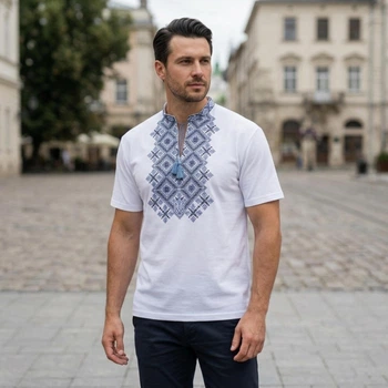 Футболка вышиванка мужская Стихия XL Белая