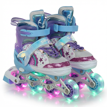 Роликовые коньки раздвижные детские русалка SP-Sport Mermaid 3211 размер 35-38 Violet-Light Blue