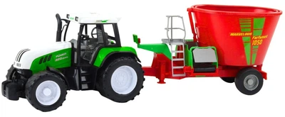 Zabawka LEAN Toys Traktor Rolniczy Farmerski Z Przyczepą Mieszalnik Paszy 50cm Zielona (5905991060543)
