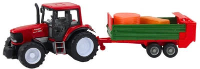 Zabawka LEAN Toys Traktor Rolniczy Farmerski Z Zieloną Przyczepą i Sianem 62 cm Czerwona (5905991058571)