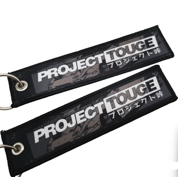 Брелок JDM аніме для ключів, тканинний, 13×3 см, з металевим кільцем, black
