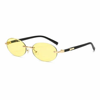 Модные солнцезащитные очки овальной формы с зеркальными линзами RMM yellow