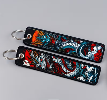 Брелок JDM аниме для ключей, тканевый, 13×3 см, с металлическим кольцом, aqua