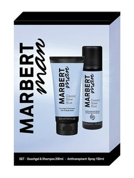 Marbert Man Classic Steel Blue Set Чоловічий набір Man Classic Steel Blue Set (Шампунь та гель для душу 200 мл + Дезодорант-спрей антиперспірант 150 мл)