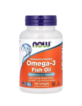 Омега-3 рыбий жир 1000 мг NOW Foods Omega-3 100 мягких капсул