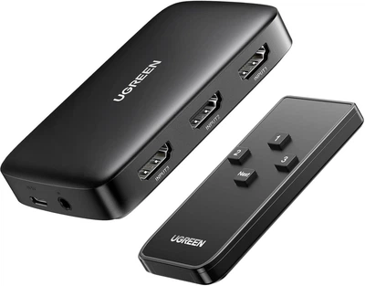HDMI переключатель UGREEN 3в1 4K 30Hz с пультом для ТВ, ПК и консолей