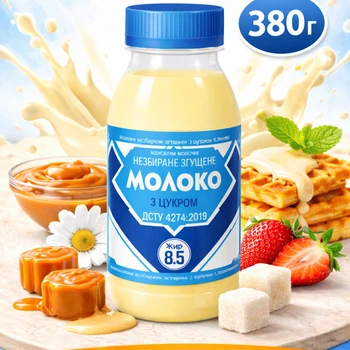 Згущене молоко з цукром 380 г у пляшці 8,5% ДСТУ 4274:2019