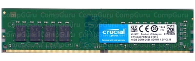 Оперативна пам'ять для ПК Crucial DDR4 16GB 2666MHz UDIMM PC4-2666 (CT16G4DFD8266.C16FJ)