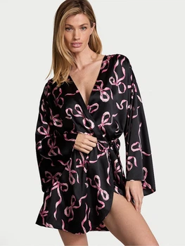Халат Victoria's Secret Satin Short Robe M/L Чорний (29978170D)