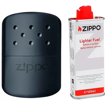 Комплект Zippo Грелка для рук Black Hand Warmer Euro 40368 + Бензин 3141 для запальничок